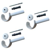 Kit 3 Suporte parede Para Varão de cortina 28mm em aluminio