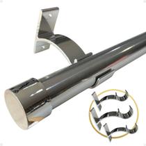 Kit 3 Suporte Perfil Invertido Parede Varão Comum Ilhós 19mm Cortina Argola Instalação