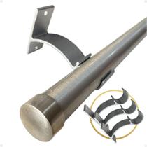 Kit 3 Suporte Perfil Invertido Parede Varão Comum Ilhós 19mm Cortina Argola Instalação