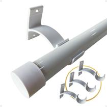 Kit 3 Suporte Perfil Parede Varão Comum Ilhós 28mm Cortina Argola Instalação