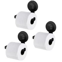 Kit 3 Suporte Porta Papel Higiênico De parede Com Ventosa Banheiro Lavabo Preto - Future