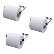 Kit 3 Suporte Porta Papel Higiênico De Parede Cromado 2300 - Future