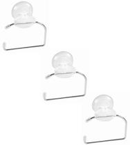 Kit 3 Suporte Porta Papel Higiênico Papeleiras Astra Acrílico Resistente com Parafusos e Buchas