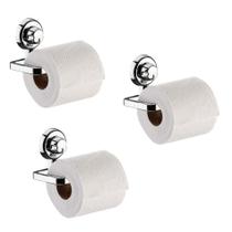 Kit 3 Suporte Porta Papel Higiênico Ventosa Abs Cromado 405 - Future