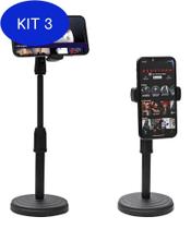 Kit 3 Suporte Tripé Celular Smartphone Mesa Portátil Selfie 360º - Gama