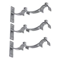 KIT 3 Suportes Duplo Alumínio Perfil Invertido Para Varão Wave 28mm CROMADO