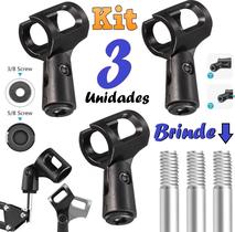 Kit 3 Suportes Luva Microfone E Sem Fio Dinâmico Universal
