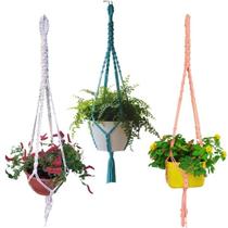 Kit 3 Suportes Macramê Pendentes, Arranjos de Cordas Suspenso, Presente Decorativo Artesanal Kit 3 Suportes Macramê Pendentes, Arranjos de Cordas Suspenso, Presente Decorativo Artesanal