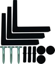 Kit 3 Suportes Mão Francesa Cantoneira Prateira Preto 25cm Kit 3 Suportes Mão Francesa Cantoneira Prateira Preto 25cm