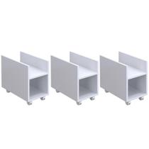 Kit 3 Suportes Para Cpu E Nobreak Com Rodízios Guide Branco