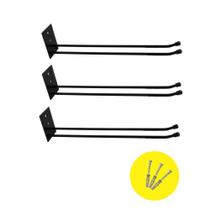 Kit 3 Suportes Parede para Rodos e Vassouras 30cm Preto Ferro nv803