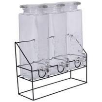 Kit 3 Suqueiras Refresqueiras 2,2L cada com Suporte e Torneira para Água, Suco e Drinks