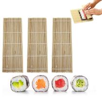 Kit 3 Sushi Mat Esteira Para Sushi Sudare Quadrado Bambu Comida Japonesa