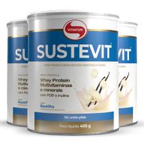 Kit 3 Sustevit Whey Protein Vitafor sabor Baunilha 400g