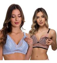 Kit 3 Sutiã Amamentação Rendado C/ Bojo Soutien De Amamentar