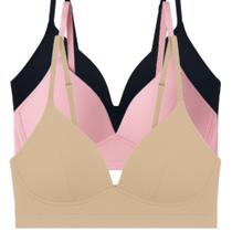 Kit 3 Sutiã Com Bojo Soft Feminino Básico Academia Alça Fina Top Confortável Sem Aro Adulto Soutien