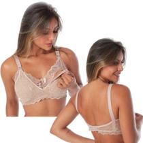 Kit 3 Sutiã De Amamentação Feminino Maternidade Pós Parto De Renda Gestante Moda Grávida Abre Fácil