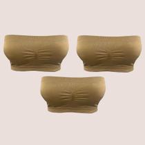 Kit 3 Sutiã Faixa Sem Costura Top sem alça Com Bojo