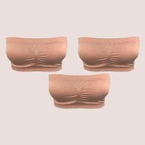 Kit 3 Sutiã Faixa Sem Costura Top sem alça Com Bojo
