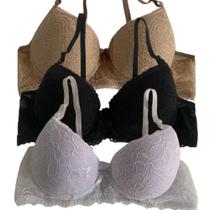 Kit 3 Sutiã Feminino Com Bojo Lingerie De Renda Íntimo Conforto Casual Básico Soutien Kit 3 Sutiã Feminino Com Bojo Lingerie De Renda Íntimo Conforto Casual Básico Soutien