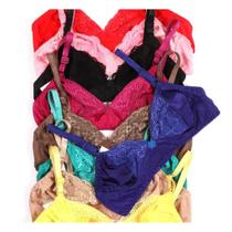 Kit 3 Sutiã Lycra Tradicional Renda Forro Sem Bojo Lingerie Atacado