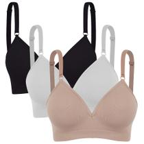 Kit 3 Sutiã Microfibra com Bojo Trifil Daily sem Costura