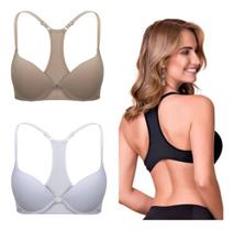 Kit 3 Sutiã Nadador Microfibra Soutien Fecho Frontal Bojo