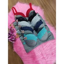 KIT 3 sutiã PLUS SIZE reforçado com bojo mescla algodão alça reforçada lingerie revenda (mesclado)