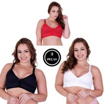 Kit 3 sutiã plus size sutia reforçado pala dupla- KIT 3 SUTIÃ JOSI