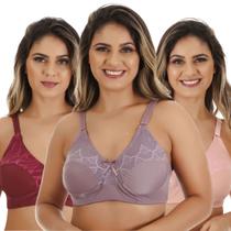 Kit 3 Sutiã Reforçado Sem Bojo Renda Alça Regulagem Sustentação Feminino Lycra Soutiens Lingerie Kit 3 Sutiã Reforçado Sem Bojo Renda Alça Regulagem Sustentação Feminino Lycra Soutiens Lingerie