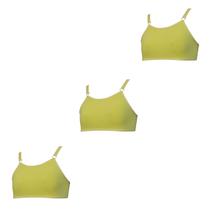 Kit 3 Sutiã Top Juvenil Algodão Sem Bojo Tamanho:GCor:Amarelo