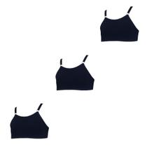 Kit 3 Sutiã Top Juvenil Algodão Sem Bojo Tamanho:MCor:Preto