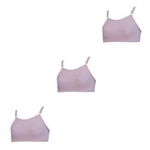 Kit 3 Sutiã Top Juvenil Algodão Sem Bojo Tamanho:PCor:Rosa