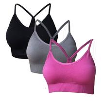 Kit 3 Sutiã Top Nadador Poliamida Bojo Removível Confortável COR:PRETO/FUCSIA/CINZATamanho:G Kit 3 Sutiã Top Nadador Poliamida Bojo Removível Confortável COR:PRETO/FUCSIA/CINZATamanho:G