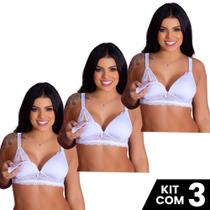 Kit 3 Sutiãs de Amamentação Com Bojo Confortável Gestante Alças Ajustáveis Abertura Frontal