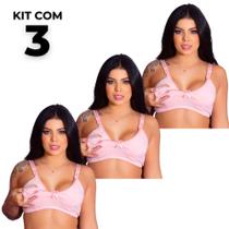 Kit 3 Sutiãs de Amamentação Cotton Confortável Prático Fecho Fácil Maternidade - Surreal lingerie