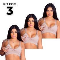 Kit 3 Sutiãs de Amamentação Cotton Confortável Prático Fecho Fácil Maternidade - Surreal lingerie