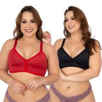 Kit 3 Sutiãs Feminino Plus Size Sem Bojo Alça Reforçada