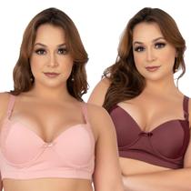 Kit 3 Sutiãs Reforçado Plus Size Lingerie Bojo Drapeado Renda