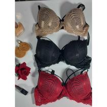 Kit 3 Sutiãs sexy em renda cropped sutiã virginia