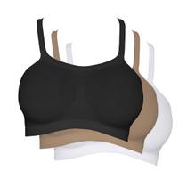 Kit 3 Sutiãs Top Hanes Bandini sem Costura H299 Branco/Preto/Chocolate - P