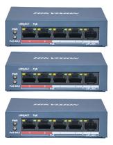 Kit 3 Switch Hikvision 5 Portas Poe Ds-3e0105p-e/m Gigabit