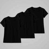 Kit 3 T shirt Baby Look 100 Algodão Básica Confortável