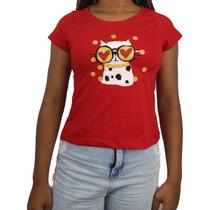 Kit 3 T-Shirt Feminina Manga Curta Estampa Animais