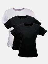 Kit - 3 T-Shirts Básicas Branca/Preta Kit - 3 T-Shirts Básicas Branca/Preta