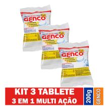 Kit 3 Tablete Cloro para Piscina Multiação 3 em 1 200g T200 Pastilha - Genco