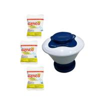 Kit 3 tablete genclor cl gigante 3 em 1 200g + clorador médio