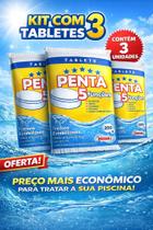 Kit 3 Tabletes Cloro para Piscina 200 g Penta - Hidroall Kit 3 Tabletes Cloro para Piscina 200 g Penta - Hidroall