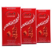 Kit 3 Tabletes De Chocolate Suíço Ao Leite Lindt Lindor 100G