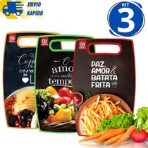 Kit 3 Tábua de Corte Estampada Para Cortar Alimentos Carnes Legumes Verduras MDF PVC
